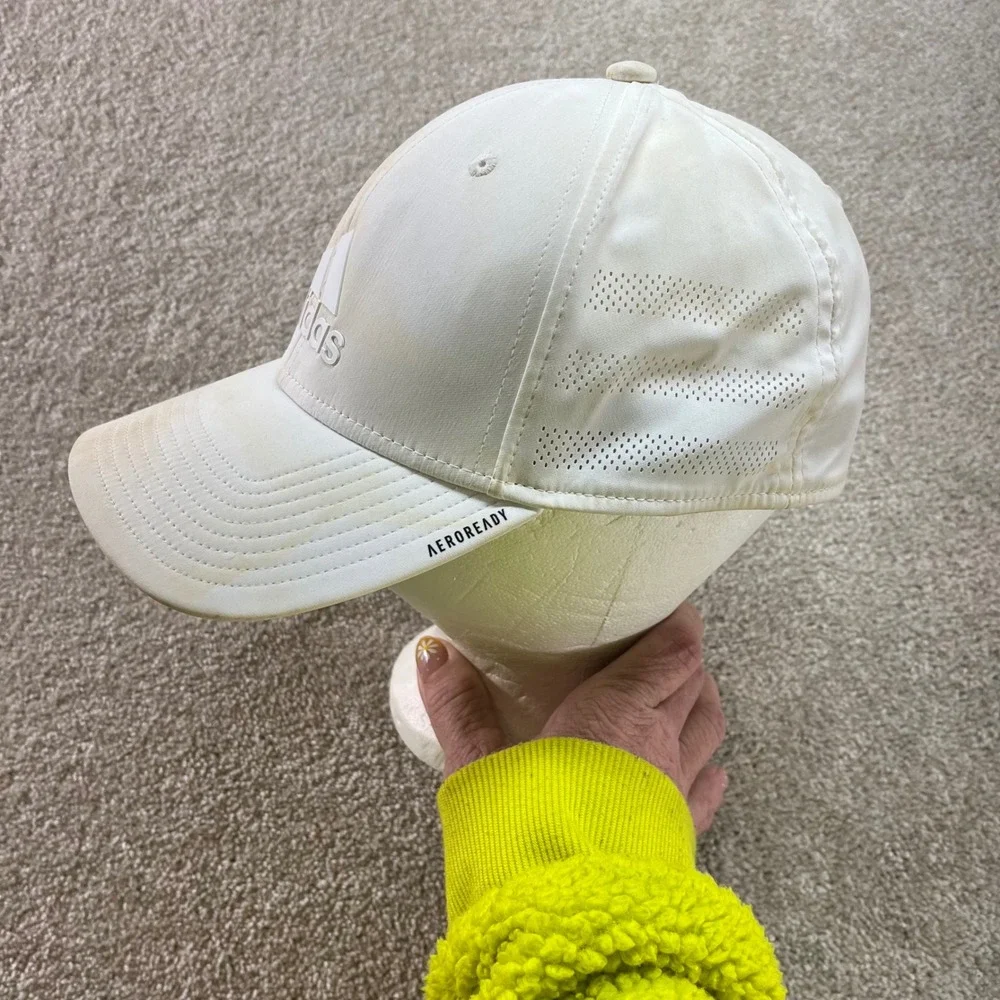 Adidas Aeroready‎ A-Flex Hat Mens L/XL White Perforated Performance Baseball Cap